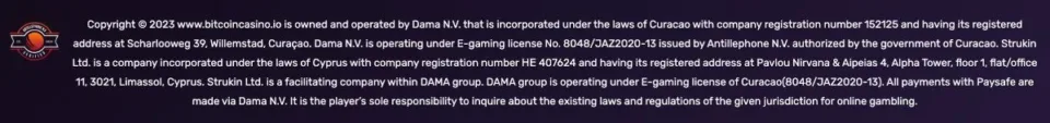 bitcoincasino casino licence