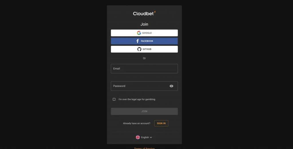 Cloudbet Signup