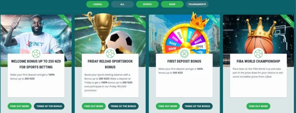 22bet casino bonuses