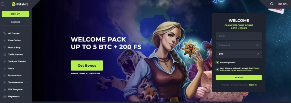 Bitslot casino home page