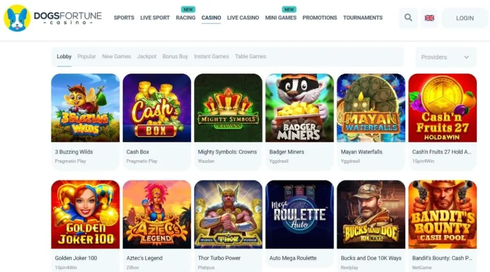 casino games selection