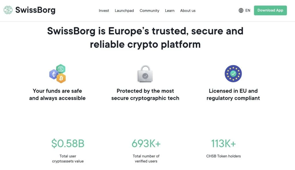 Swissborg review homepage