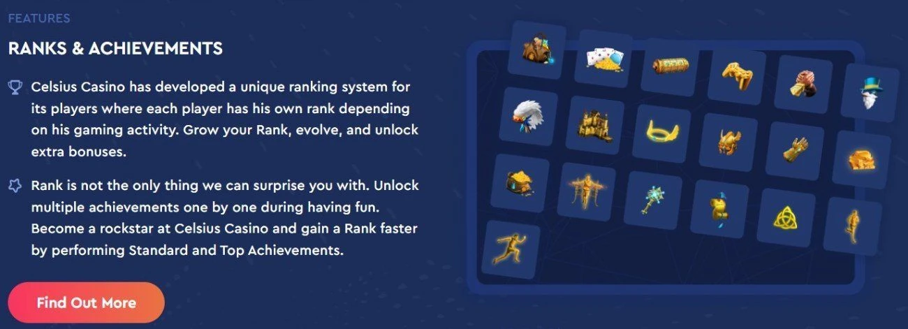 celsius ranks and achievements