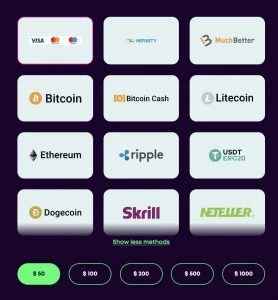 Casino Rocket payment methods