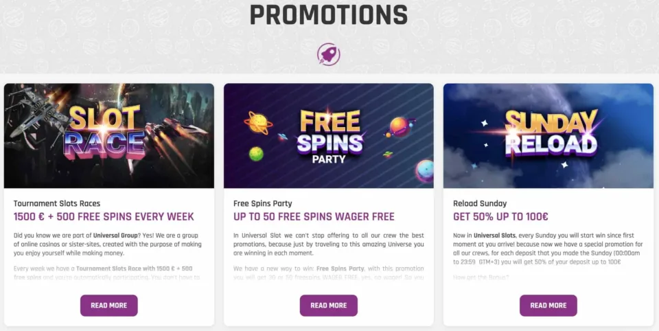 Universal Slots promos and bonuses