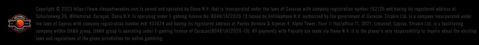 Cleopatra casino licence
