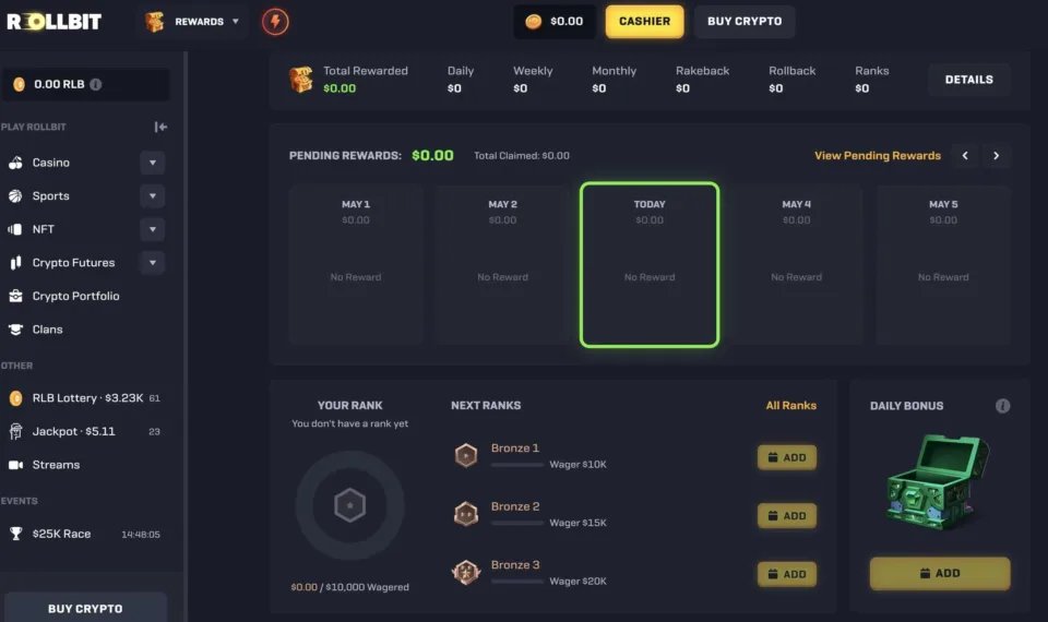 Rollbit casino rewards