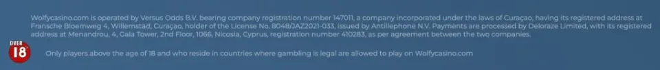 Wolfy casino licence
