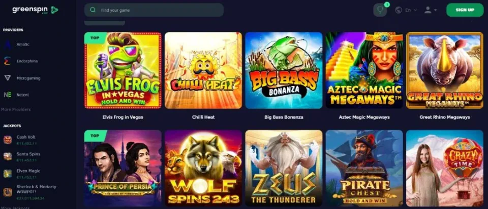 greenspin casino games