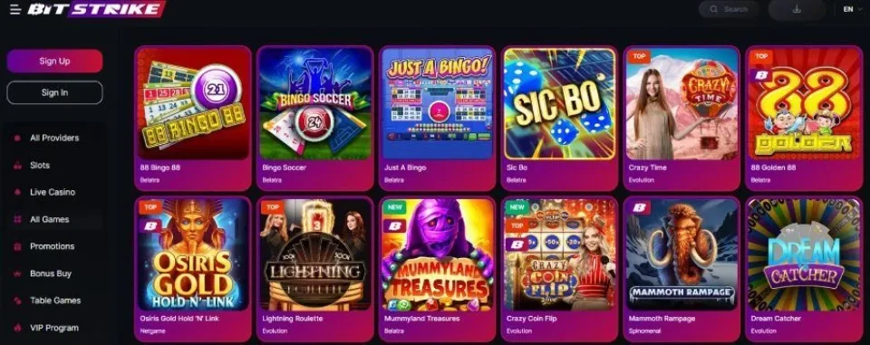 bitstrike casino games