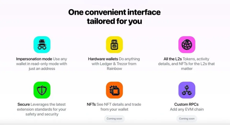rainbow wallet features