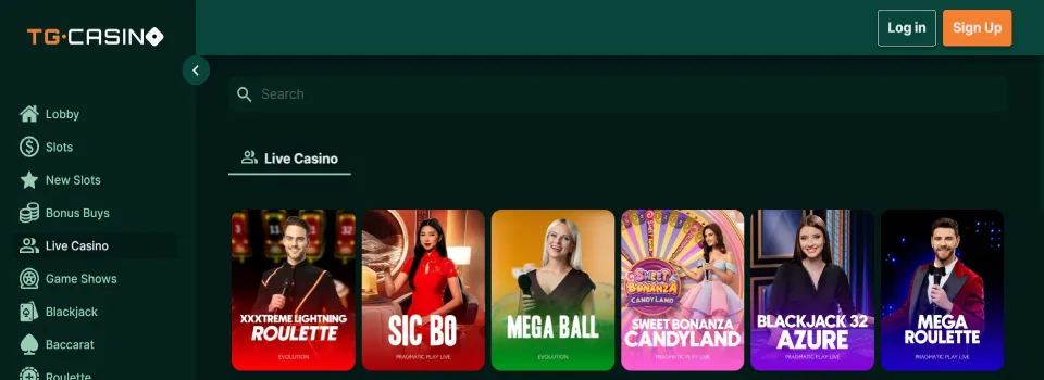 TG Casino Live Dealer Games