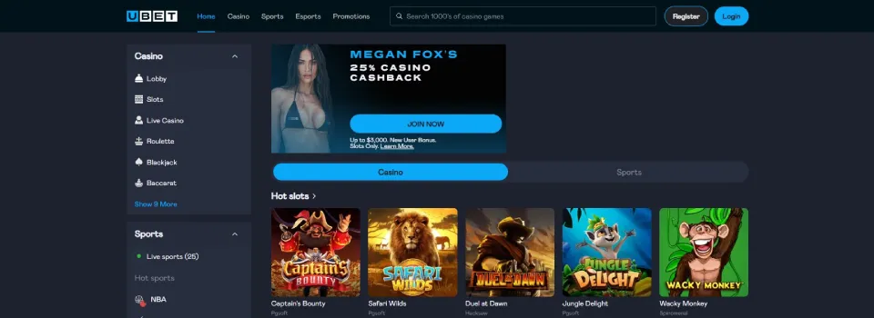 Ubet Casino Homepage