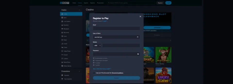 Ubet Casino Register