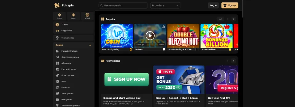 Fairspin Casino Homepage