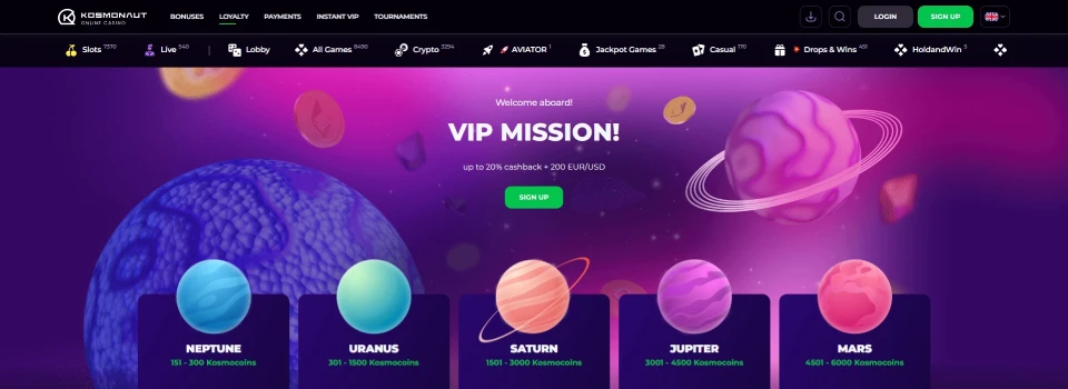 Kosmonaut Casino VIP Bonus