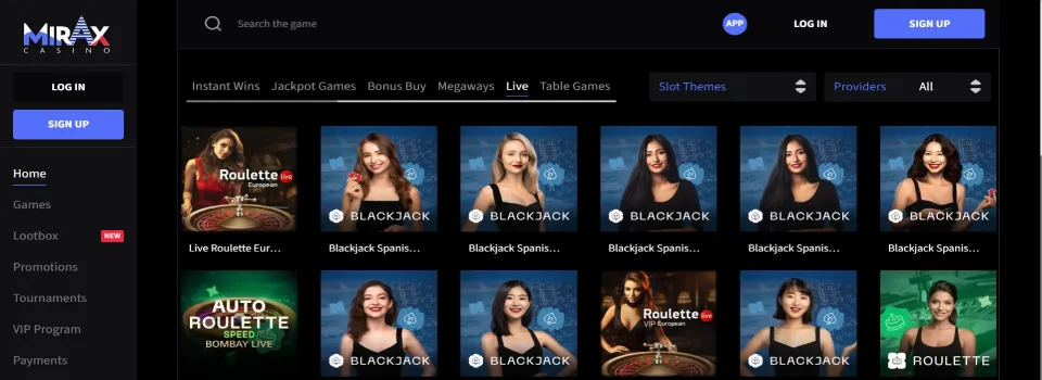 Mirax Casino Live Dealer Games
