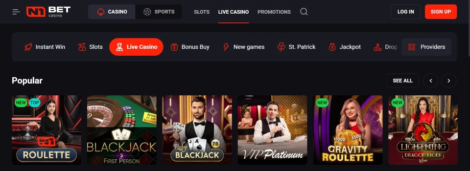 N1Bet Casino Live Dealer Games