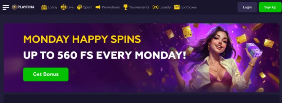 Playfina Casino Monday Bonus