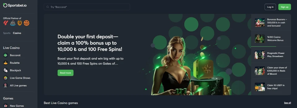 Sportsbet.io Casino Homepage