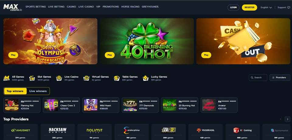 MAX Casino homepage